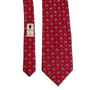 Vineyard Vines Neck Tie Red Hockey Men's 100% Silk Hand Picked Shep & Ian